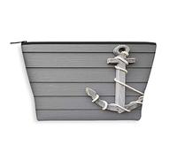 2023 Theme,Trapezoid Cosmetic Bags Makeup Bag,Wooden Marine Shapes on The Wall,for Purse Travel Zipper Pouch for Women Organizer Bag,Grey