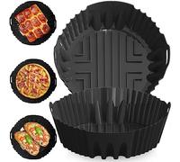 2023 Upgraded 8.5in Silicone Air Fryer Liners, 2PCS Air Fryer Accessories Pot Compatible for Cosori Uten Instant 5.5L-7.5L Air Fryers, BPA-Free Food-Grade Reusable Round Airfryer Liners