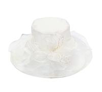 2023 Women’s Organza Tea Party Wedding Fascinator Hat Sun Hats,Organza Church Fascinator Wedding Tea Party Derby Hats for Women Flower Wide Brim Sun Hat 4_White