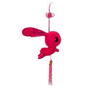 2023 Year Mascot Doll Chinese Knot Hanging Ornament Fully Filled Stuffed Bunny Cartoon Doll Plush Pendant New Year Gift Red M