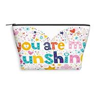 2023 You are My Sunshine,Trapezoid Cosmetic Bags Makeup Bag,Heart Shaped Sunshine Motivational,for Purse Travel Zipper Pouch for Women Organizer Bag,Multicolor