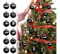 2024 12Pcs Sweary Bauble Bundle, Offensive & Funny Christmas Hanging Ornaments, Gag Christmas Ball Ornaments, Novelty Exchange Gifts for Adults (Black)