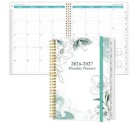 2024-2025 Monthly Planner - 18 Monthly Calendar, July 2024 - December 2025, Two Pages Per Month, 9" x11" Planner with Tabs, Strong Twin-Wire Binding, Inner Pocket, Blue Flower