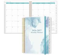 2024-2025 Monthly Planner - 18 Monthly Calendar, July 2024 - December 2025, Two Pages Per Month, 9" x11" Planner with Tabs, Strong Twin-Wire Binding, Inner Pocket, Blue Watercolor
