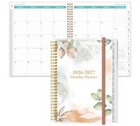 2024-2025 Monthly Planner - 18 Monthly Calendar, July 2024 - December 2025, Two Pages Per Month, 9" x11" Planner with Tabs, Strong Twin-Wire Binding, Inner Pocket, Rose Leaf