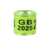 2024/2025 Multicolor Pigeon Foot Ring With Word Earrings Quality Durable Bird Ring Pigeon Racing Ring Bird Training Tool 100 Pcs(Yellow green,Year 2025)