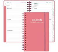 2024-2025 Pocket Planner/Calendar - A6 Weekly Monthly Planner, July 2024 - June 2025, 3.75" x 6.75" with Flexible Cover, Tabs, Strong Twin-Wire Binding, Inner Pocket, Pink