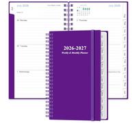 2024-2025 Pocket Planner/Calendar - A6 Weekly Monthly Planner, July 2024 - June 2025, 3.75" x 6.75" with Flexible Cover, Tabs, Strong Twin-Wire Binding, Inner Pocket, Purple