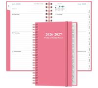 2024-2025 Pocket Planner/Calendar - A6 Weekly Monthly Planner, July 2024 - June 2025, 3.75" x 6.75" with Flexible Cover, Tabs, Strong Twin-Wire Binding, Inner Pocket, Pink