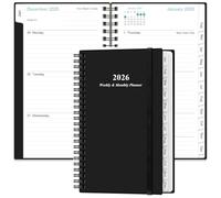 2024-2025 Pocket Planner/Calendar - A6 Weekly Monthly Planner, July 2024 - June 2025, 3.75" x 6.75" with Flexible Cover, Tabs, Strong Twin-Wire Binding, Inner Pocket, Black