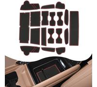 2024 2025 Santa Fe Door Slot Mats Center Console Liner Door Mats for Hyundai Santa Fe Accessories Compatible with 2024 2025 Hyundai Santa Fe Calligraphy/SE/SEL/XRT/Limited Rubber Mats Red 18Pcs/Set