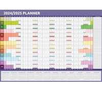 2024 2025 Wall Planner Calendar A2 Size (59cm x 42cm) for Home Office School Academic Mid Year View Runs from August to August (Rainbow)