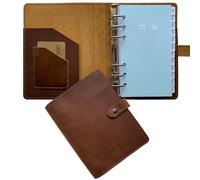 2024-2025 Weekly Leather Planner - A6 Genuine Leather Binder Planner for Men and Women, Inner Pockets and Pen Holder, Personal Size