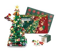 2024 Advent Calendar, Christmas Tree Building Block Set with LED String Lights, 24-Day Countdown Calendar, Christmas Home Decoration, Toy Gift Box for Boys and Girls, Educational Toy