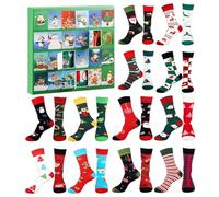 2024 Advent Calendars With 24 Pairs Christmas Socks, Fun Christmas Sock Set, Warm Socks Countdown Calendar, Christmas Elements Sock Advent Calendars For Men And Women