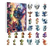 2024 Advent Countdown Calendar Dragon - Funny Christmas Countdown Calendar with Baby Dragon Pendants | Cartoon Dragon Charm Pendant Kit for Christmas Tree Decorations(C)