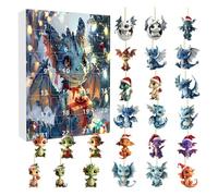 2024 Advent Countdown Calendar Dragon - Funny Christmas Countdown Calendar with Baby Dragon Pendants | Cartoon Dragon Charm Pendant Kit for Christmas Tree Decorations(B)