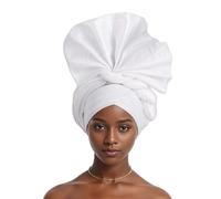 2024 African Female Turban Cap Women's Auto gele Headtie Nigeria Raw Silk Fan Gele Wedding Party Head Wraps Headwear Turbante, White, One Size