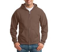 2024 Autumn/Winter Menswear Plus Fleece Thickened Solid Color Zipper Cardigan Loose Fashion Hoodie 8 Brown