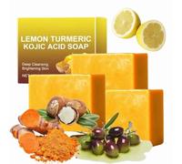 2024 Brightening Lemon Turmeric Kojic Acid Soap, Kojic Acid Dark Spot Remover Soap, Orange Vitamin C Glowing Soap, For Rejuvenating Hyperpigmentation & Exfoliating (3 PCS)