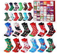 2024 Christmas Advent Calendar,24 Days of Christmas Warm Cotton Socks with 24 Piece Mid Calf Christmas SocksChristmas Socks Set,Christmas Countdown Calendar Gifts for Holiday Christmas Party