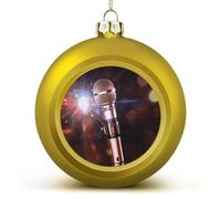 2024 Christmas Ball Ornaments Large Shatterproof Karaoke Microphone Christmas Tree Decorations Balls Golden-Style Hanging Christmas Ornaments for Xmas Tree Holiday Decoration