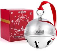 2024 Christmas Bell Ornaments for Christmas Tree, Sleigh Bell Decoration Silver Bell Ornament Anniversary Keepsake Engraved Holiday Bell
