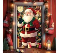 2024 Christmas Front Door Decoration, Christmas Elastic Fabric Door Covers, Christmas Stretch Door Cover, Christmas Fitted Sheet Door Cover