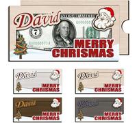 2024 Christmas Money Holders for Cash - Custom Wooden Money Cards Box with Name, Personalized Christmas Cash Gift for Family Holiday Decoration-A