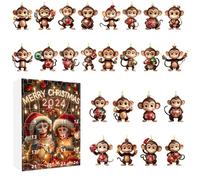 2024 Christmas Monkey - Kids 2024 | 2D Monkey Pendant Christmas Advent Calendars | Party Favors Cute Calendar Ornament 24 Toys Countdown To Christmas Toy For Family