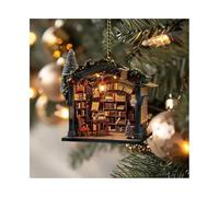2024 Christmas Tree Decorations Book Lovers Christmas Decorations 2D Flat Acrylic Bookstore Book Stacking Christmas Tree Decorations Book Lovers Christmas Bookstore Decorations