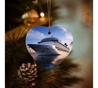 2024 Christmas Tree Ornaments Cruise Ships Hanging Ornaments Heart Shape Christmas Ceramic Porcelain Decorations Tree Hanging Ornaments for Home Holiday Decor Wedding Gifts