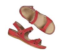 2024 Comfort Retro Orthopedic Sandals,Ladies Sandals Wedge Heel Open Toe,Cushion Walk Leather Sandals With Arch Support (Red,43)