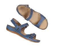 2024 Comfort Retro Orthopedic Sandals,Ladies Sandals Wedge Heel Open Toe,Cushion Walk Leather Sandals With Arch Support (Blue,38)