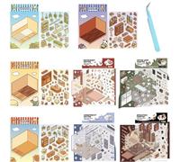 2024 DIY 3D House Stickers, 8 Themes - Supermarket|Coffee Shop|Restaurant|Bookstore, Fun Cute Korean 3D Stickers for Adults & Kids