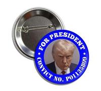 2024 Donald Trump For President Convict Mug Shot Campaign Button Pinback Badge Pin, Aluminum, aluminium