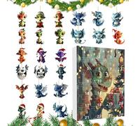 2024 Dragon A-dvent Cale-ndar, 24 Days Christmas Countdown 2d Acrylic Dragon Ornament Toys, Collectible Funny Dragon Set For Christmas Tree Decor