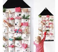 2024, Fabric Christmas Advent Hanging Calendar With Pockets 24 Poches Calendrier De L'av-ent De Noël, Cute Christmas Countdown Calendar Fill Your Own Christmas Advent