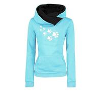 2024 Fashion Sweatshirts for Women Dog Paw Funny Graphic Print Hoodies Cowl Neck Long Sleeve Pocketed Pullover Tops Light Blue