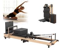 2024 Foldable Pilates Reformer Machine,Foldable Pilates Equipment for Home Workouts,Reformer Pilates Machine Wooden,Pilates Studio Machine,Multifunktionaler Reformer Pilates,Stretching Balance