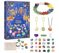 2024 Gemstone Advent Calendar for Kids, 25-Day Christmas Countdown with Crystals, Bracelet, World Cultures Themed Gifts Toys Box for Boys and Girls