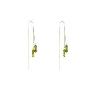 2024 Green Bamboo-style Long Earring for Women with Fringe and Minority Design Sense, Internet Celebrity Versatile
