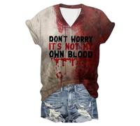 2024 Halloween T Shirt for Women I'm Finee Bloody Shirt,Im Fine Bloody Shirt Funny Shirts Gift Blood Splatter Top Halloween Bloody Cloth Women Horror Tshirts Red