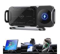2024 High Intelligent Mobile Phone/Pad Holder, Wireless Car Charger Fast Charging Phone Holder, 2 in 1 Auto Rotating Phone, Tablet Holder, 15W Magnetic Wireless Car Charger for Foldable Phone (Silver)