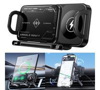 2024 High Intelligent Mobile Phone/Pad Holder, Wireless Car Charger Fast Charging Phone Holder, 2 in 1 Auto Rotating Phone, Tablet Holder, 15W Magnetic Wireless Car Charger for Foldable Phone (Black)