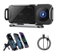 2024 High Intelligent Mobile Phone/Pad Holder, Wireless Car Charger Fast Charging Phone Holder, 2 in 1 Auto Rotating Phone Holder, Car Vent Phone Mount Magnetic Phone Car Charger (Gray)
