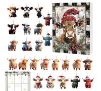 2024, Highland Cow 24 Day Christmas Christmas Ornaments | Countdown To, Calendar for Parents, Family.