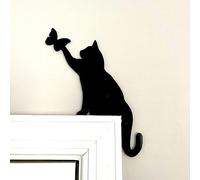 2024 Latest Acrylic Adorable Cat Door Topper: Halloween Door Decor Sign Frame Christmas Toppers Kitty Corner Hanging Decorative Wall Vintage Holiday Spooky Decoration Ornament Halloween Decorations C