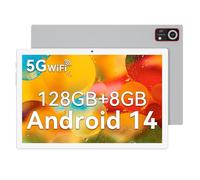 2024 Latest Tablet Android 14 Tablets 10 Inch, 128GB ROM+8GB RAM (4+4 Virtual)+512GB Expand, Octa-Core Processor, 10 Inch Tablet with 5G WiFi, 7000mAh Battery Tablet PC, Dual Camera, BT5.0 - Silver