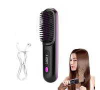 2024 Le nouveau Noir Brushe Blyss Lisseur Sans Fil, Lisseur Sans Fil, Brosse Lissante Sans Fil, Brusho Hair Pro, Brosse à Lisser Sans fil, 2 en 1 Fer à Lisser à ions Négatifs, Mini Lisseur Portable